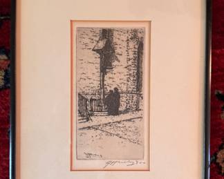 "The Mission Cross," Etching Signed by Edward Timothy Hurley (1896-1948). Photo 1 of 3.