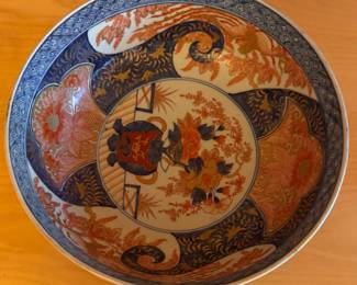 Japanese Imari Bowl. Stamped "Wealth, Nobility & Enduring Youth." Photo 2 of 3.