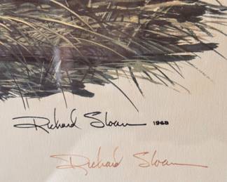 Eastern Bluebird Signed Richard Sloan Lithograph from the1968 Griggsville Wild Bird Society. Measures 24" W x 40" H Overall. Photo 3 of 3.
