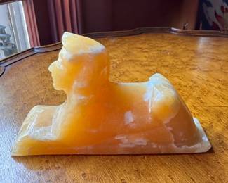 Hand-Carved Onyx Sphinx. Measures 6" W x 4" H. Photo 2 of 2.