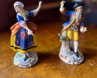German Porcelain Dancing Couple Figurines. Each Measures Approximately 5" H. Photo 1 of 2.