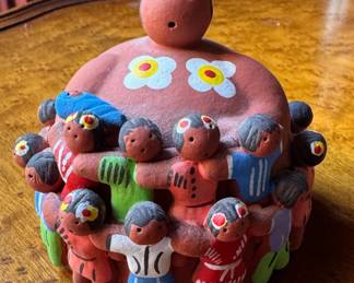Vintage Peruvian Folk Art Storyteller Doll. Measures 3.5" D x 3.5" H. Photo 1 of 3.