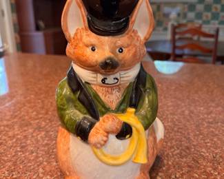 Fitz & Floyd Fox Hunt Ceramic Pitcher. Measures 10" H. Photo 1 of 3.