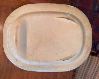 19th Century Staffordshire Transferware Turkey Platter in Wild Rose Pattern . Measures 18" x 14". Photo 3 of 3.