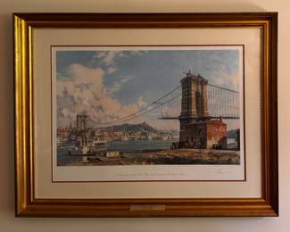 "Cincinnati: A Panorama View of the Queen City From Covington Riverfront in 1866." Signed & Numbered by John Stobart. Measures 44" W x 34" H Overall. Photo 1 of 3.