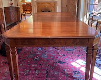 Hepplewhite Style Extension Dining Table. Measures 68" x 44" x 30" H with 25" Clearance; Has 3 11" Leaves. Photo 1 of 6.