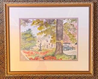 Untitled Glendale Watercolor by Glendale, Ohio Artist Lydia Hines Rittinger (1933 - 2023). Measures 22" W x 18" H Overall. Photo 1 of 3.