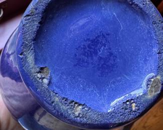 Cobalt Blue Glazed Studio Pottery Vase. Measures 10" H. Photo 3 of 3.