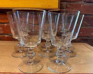 Set of 8 Wine Glasses In Style of Val Saint Lambert "State Plain Pattern." Photo 1 of 2.