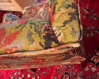 Wing Back Chair with Nailhead Trim Upholstered in Deer Motif Pattern. Measures 32" W x 34" D with 18" Seat Height. Photo 8 of 8.