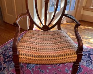 Set of 6 Hepplewhite-Style Shield Back Dining Chairs - 2 Arm & 4 Side Chairs. Arm Chairs Measure 20" W x 18" D with 18" Seat Height. Photo 1 of 10.