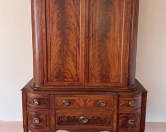 Flame Mahogany Two-Piece Cabinet. Measures 44" W x 16" D x 65" H. Photo 1 of 5.