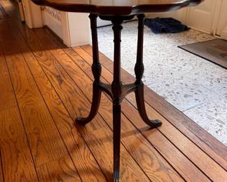 Mahogany Pie Crust Table with Scallop Edge. Measures 25" H x 22" D. Photo 1 of 5.