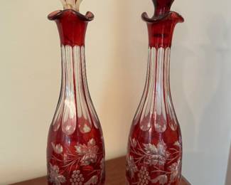 Cranberry Glass Decanters.
