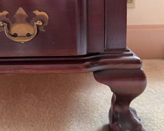 Slant Front Chippendale Style Mahogany Desk. Measures 36" W x 20" D x 41" H. Photo 4 of 4.
