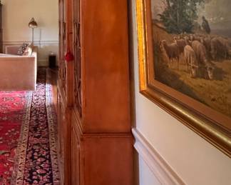 Flame Mahogany Bookcase / China Cabinet. Measures 64" W x 18" D x 84" H. Photo 3 of 4.