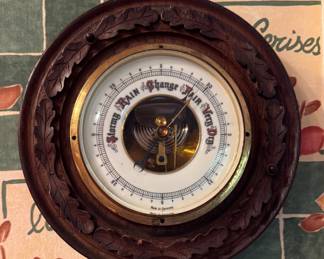 Barometer with Hand-Carved Wood "Frame."