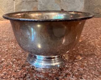 Sterling Silver Revere Bowl. Measures 2.5" H x 4.5" D. Photo 1 of 3.