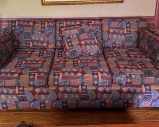 Graphic Upholstered Sofa. Measures 77" W x 36" D. Photo 1 of 2.