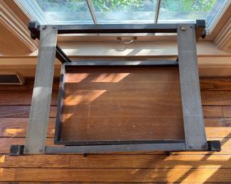 Vintage Butler's Tray Table Bar Cart on Casters. Measures 25" W x 18" D x 32" H to Base. Photo 5 of 5.