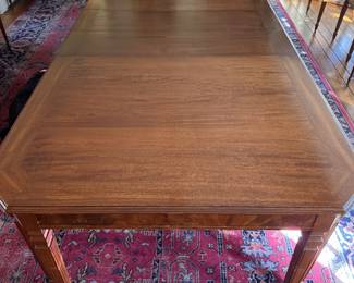 Hepplewhite Style Extension Dining Table. Measures 68" x 44" x 30" H with 25" Clearance; Has 3 11" Leaves. Photo 3 of 6.