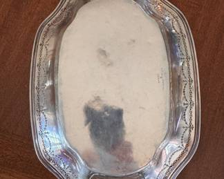 Oval Sterling Silver Vegetable Bowl. Measures 11" x 8". Photo 2 of 3.