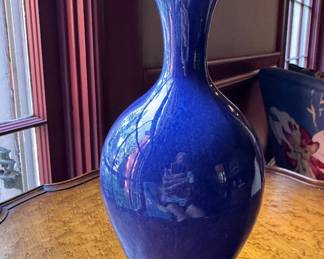 Cobalt Blue Glazed Studio Pottery Vase. Measures 10" H. Photo 1 of 3.