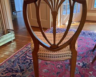 Set of 6 Hepplewhite-Style Shield Back Dining Chairs - 2 Arm & 4 Side Chairs. Arm Chairs Measure 20" W x 18" D with 18" Seat Height. Photo 7 of 10.