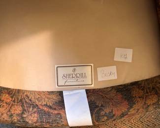 Sherrill Furniture Upholstered Barrel Chair with Nailhead Trim. Measures 33" W x 36" D with 20" Seat Height. Photo 5 of 5.