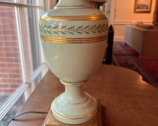 Porcelain Table Lamp with Holly Trim - 2 Available. Measures 30" H. Photo 2 of 2.