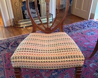 Set of 6 Hepplewhite-Style Shield Back Dining Chairs - 2 Arm & 4 Side Chairs. Arm Chairs Measure 20" W x 18" D with 18" Seat Height. Photo 4 of 10.