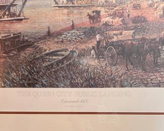 "The Queen City Public Landing 1874" Signed and Numbered Lithograph by Frank McElwain. Measures 41" W x 32" H Overall. Photo 2 of 3.
