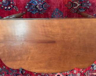Flip Top Game Table with Scallop Edge. Measures 36" x 36" x 29" H with 25" Clearance When Open; 36" W x 18" D When Closed. Photo 1 of 5.