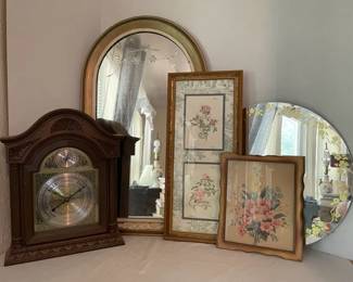 Vintage Framed Floral Prints, Vintage Wall Mirrors, WoodLike Weather Meter