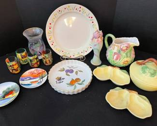 Handpainted Ceramics, Glassware, Other Pieces