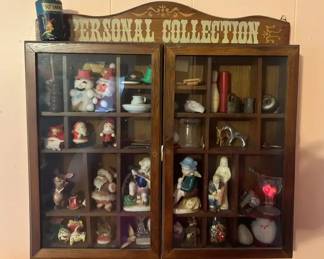 Wooden Glass Trinket Display with Miniatures