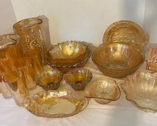 Marigold Carnival Glass Serving Ware