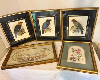 Bird Prints in Gold Frames