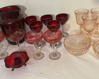 Vintage Cranberry Pink Depression Glass