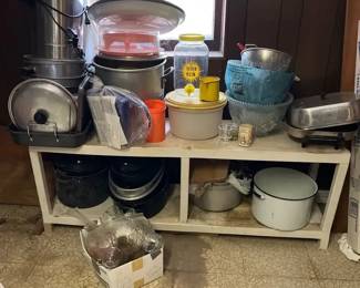 Vintage Cooking Pots and Pans, Punch Bowles and Tupperware