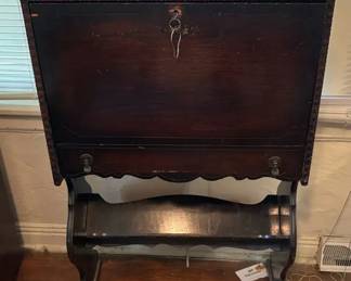 Vintage Drop Front Secretary Desk with Key