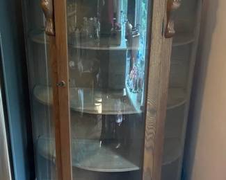Early 1900s Lions Head Claw Feet Curio Cabinet