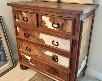 Cow hide wrapped chest