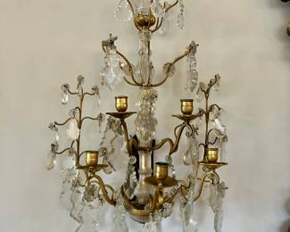 Pair of crystal candle sconces