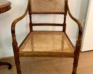 Pair of late 19th c caned armchairs