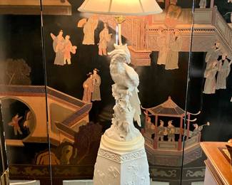 Blanc de chine parrot lamp
