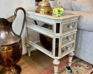 Pair of contemporary mirrored end tables