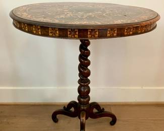19th c flip top marquetry lamp table