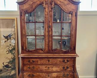 French burled walnut bombe cabinet