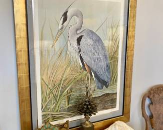 Signed "Great Blue Heron" lithograph by Basil Ede
